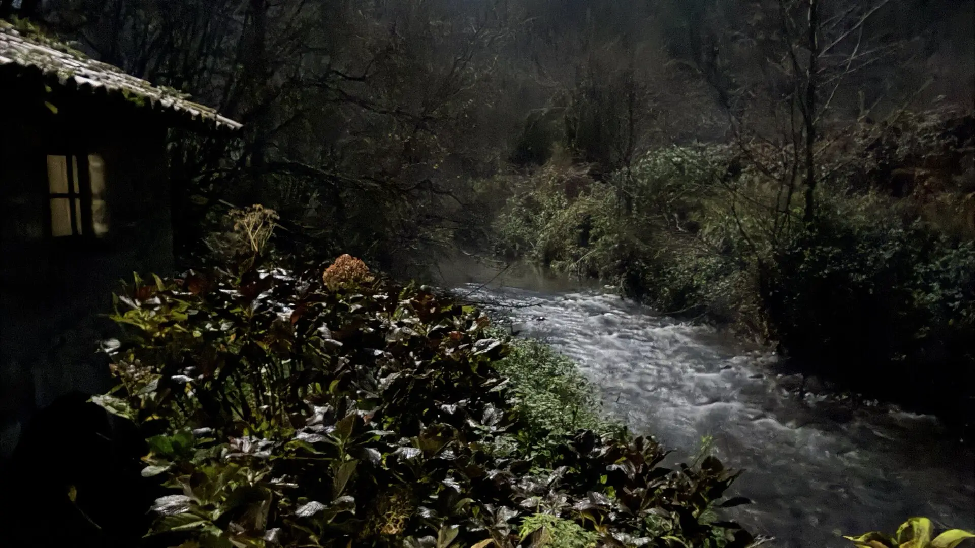 Asturian river at night