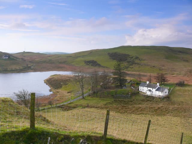 Llyn-yr-Oerfa, a remote upland lake on the Pumlumon moorland plateau in mid Wales.