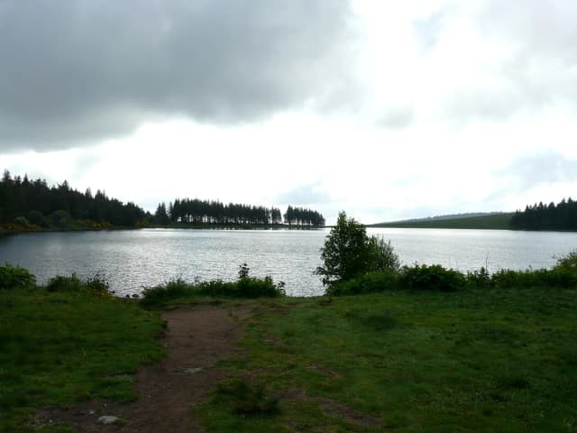 Lac Servières seen from its north-west shore, Orcival, Puy-de-Dôme, France