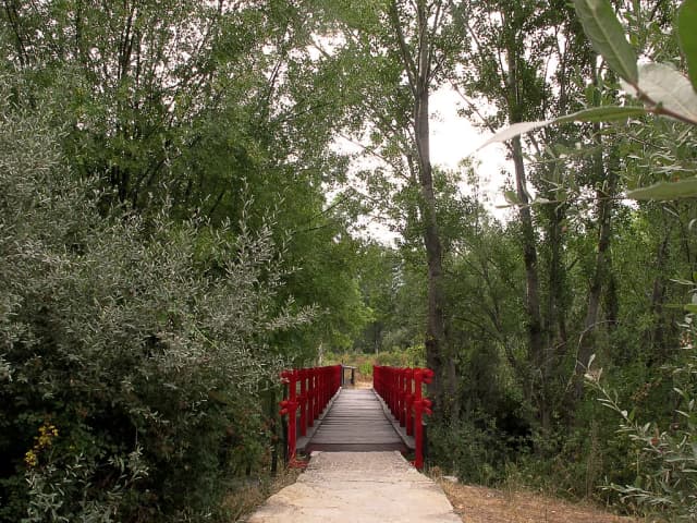 Río Lozoya (cotos & tramos) — Pasarela roja sobre el rio Lozoya