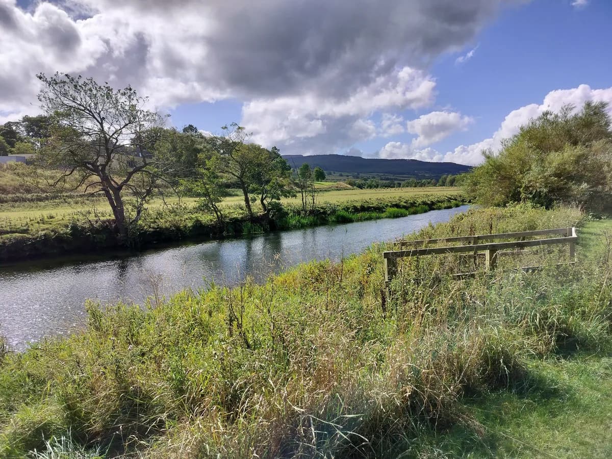 The River Coquet flowing through Rothbury, Northumberland