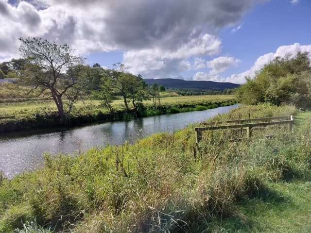 The River Coquet flowing through Rothbury, Northumberland