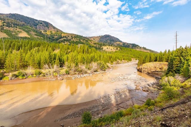 The Lamar River winding through Yellowstone's Lamar Valley