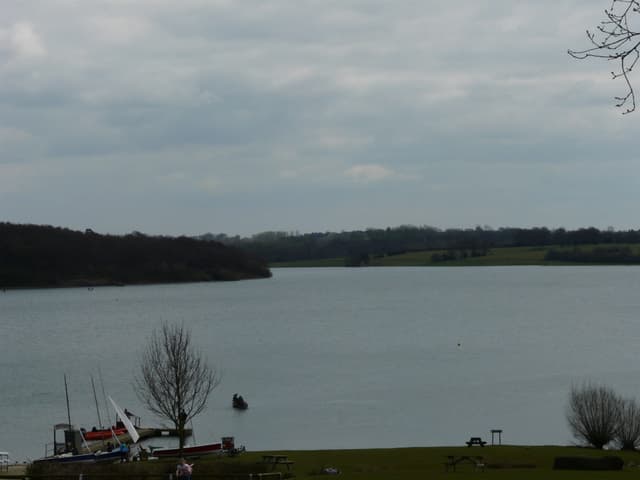 Bewl Water reservoir in Kent with open water as the primary subject and countryside beyond.