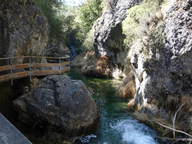The Cerrada de Elías gorge on the upper Río Borosa, the narrow canyon between limestone walls.