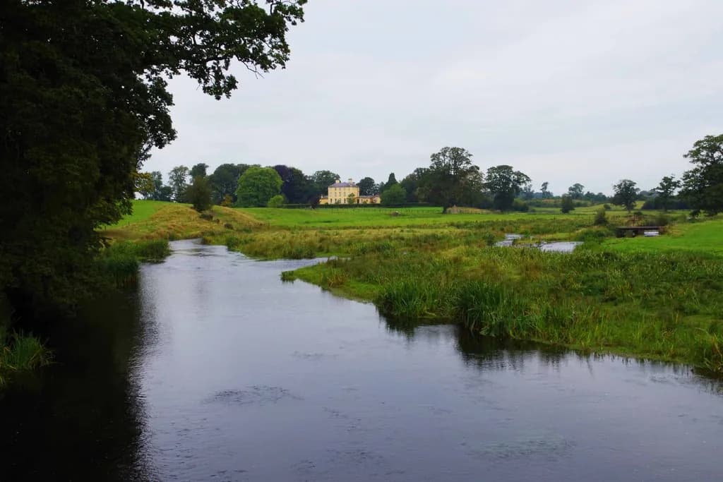 The River Blackwater flowing through green countryside near Kells, County Meath, Ireland.