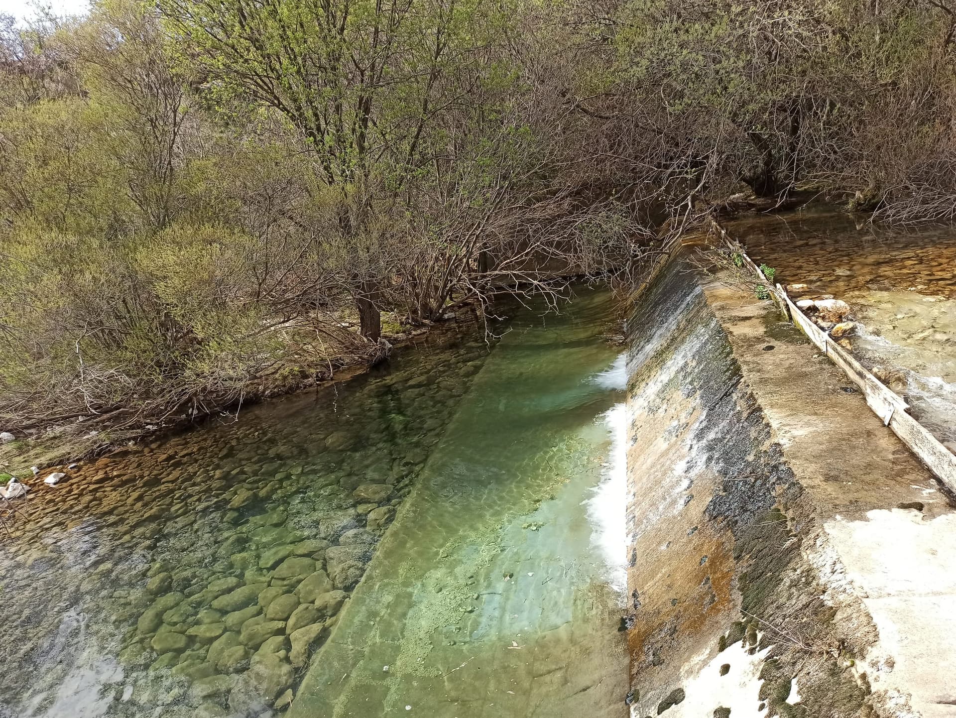 Clear mountain water of the Río Castril near the traditional irrigation channels, Sierra de Castril.
