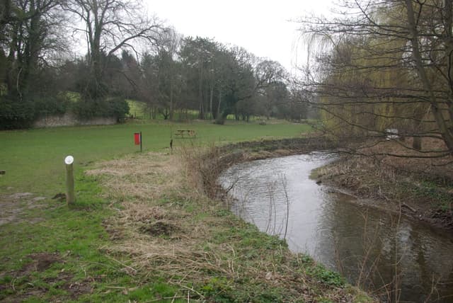 The River Clwyd flowing through Ruthin in the Vale of Clwyd.