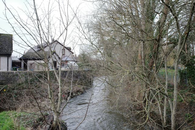 The River Clwyd winding through Ruthin Park, Ruthin.