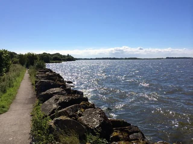 Shoreline view across Lough Neagh from Oxford Island, County Armagh, Northern Ireland.