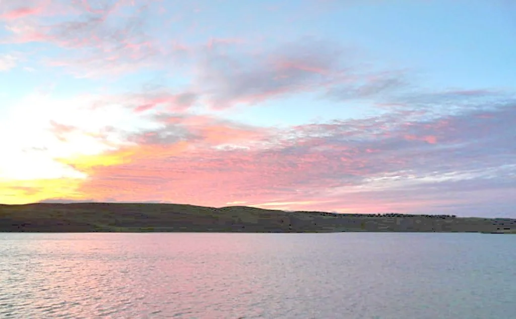 Loch Borralie at sunset, a clear limestone loch near Durness in the far north of Scotland.