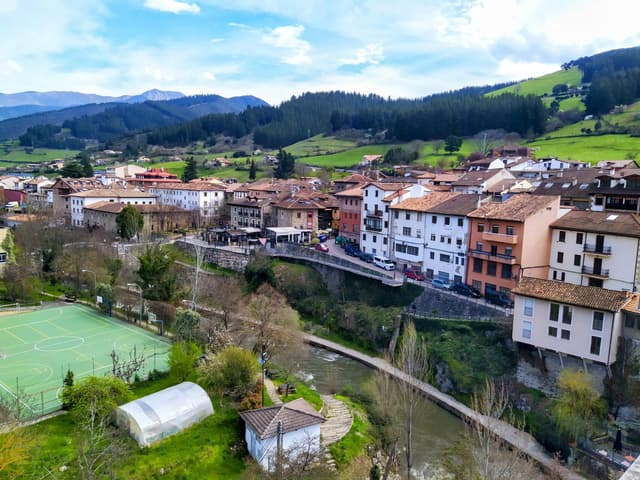 The Río Deva flowing through Potes in the Liébana valley, Cantabria.