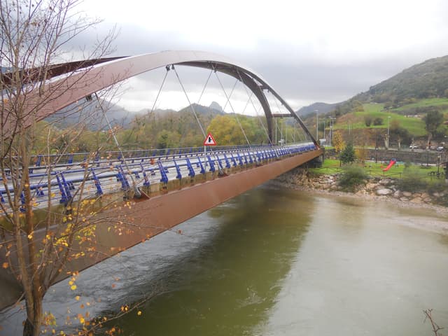 The Río Deva at Panes, where the Cares joins from the Picos de Europa gorge.