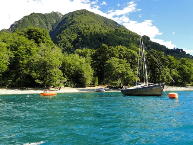 Lago Todos los Santos — Don Taufik (boat moored on the shores of Lago Todos los Santos)