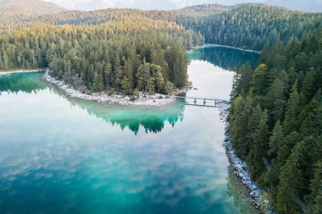 Eibsee — Lake Eibsee Germany Aerial View