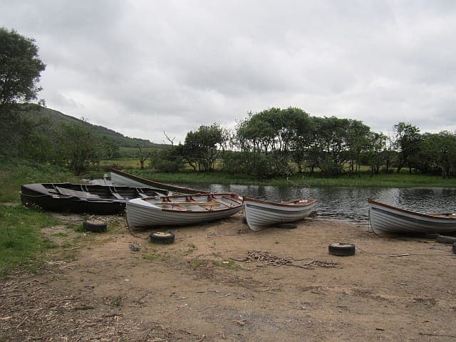 Fishing boats moored on Lough Beltra, County Mayo.