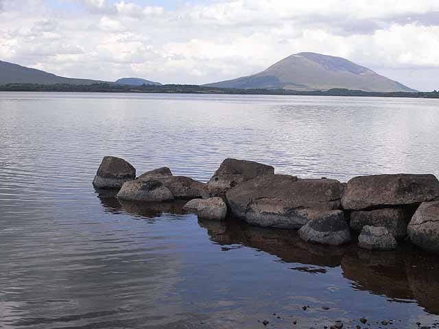 Lough Beltra with Nephin mountain rising behind the open water, County Mayo.
