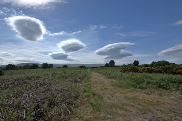 Dramatic lenticular clouds above Lough Mask with the lough surface below.