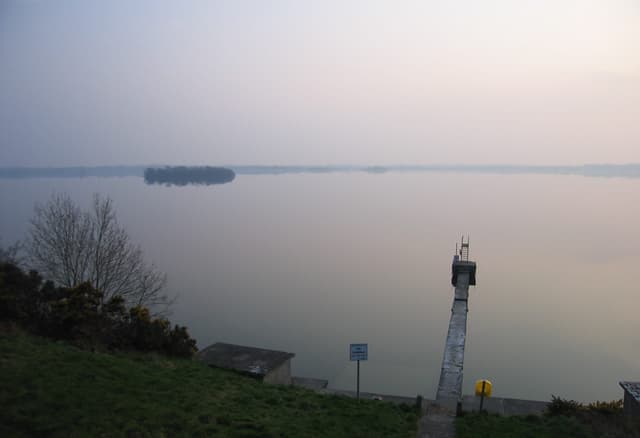 Open water of Lough Owel viewed from the shoreline, County Westmeath.