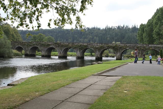 River Nore flowing through the wooded valley at Inistioge, County Kilkenny.