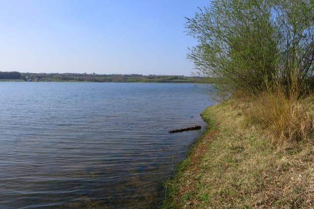 Open water view of Pitsford Water reservoir near Moulton showing the broad lake surface.