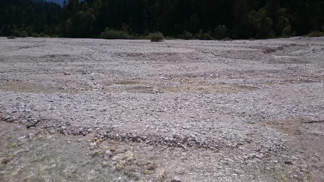 Clear alpine water of the Sava Dolinka running over a stony bed near Kranjska Gora.