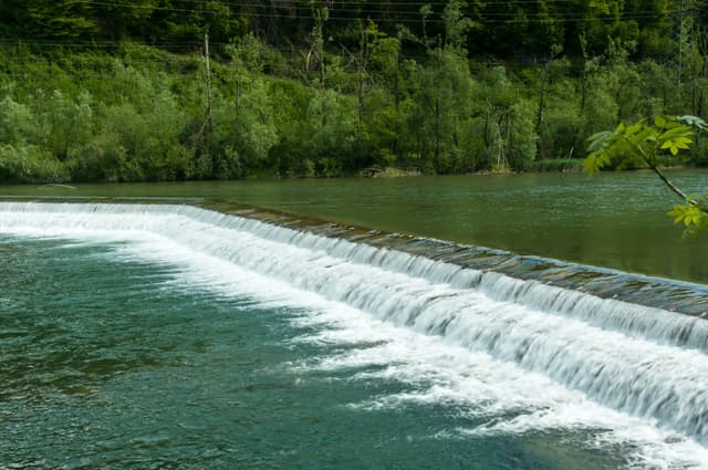 The Savinja tumbling through a rocky cascade at Mozirje, Slovenia.