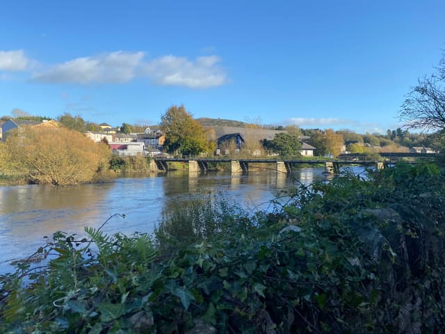 The River Slaney flowing through open countryside near Scarawalsh, County Wexford.