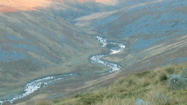River Twrch looking south downstream from the side of Pen yr Helyg