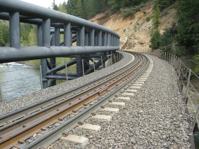 The Cantara Loop railway bridge spanning the Upper Sacramento River canyon, the river below.