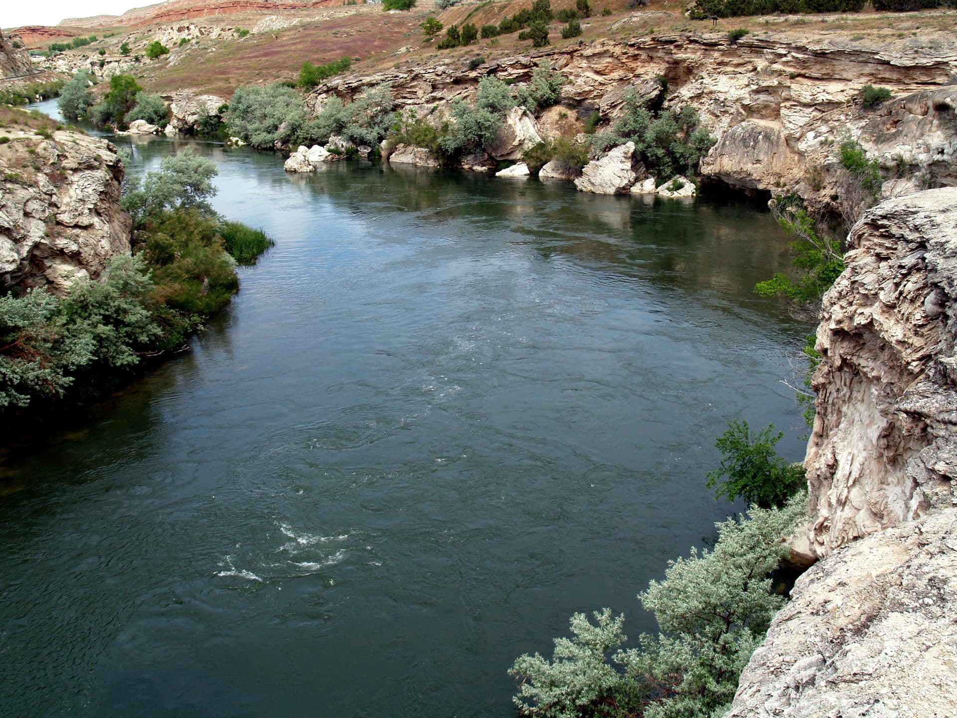 Bighorn River from The Swinging Bridge - panoramio