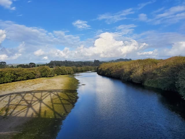 Mad River from rail trail trestle, October 2023