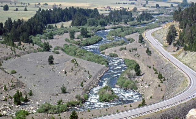 Madison River (just downstream from the Madison Landslide, Madison County, Montana, USA)