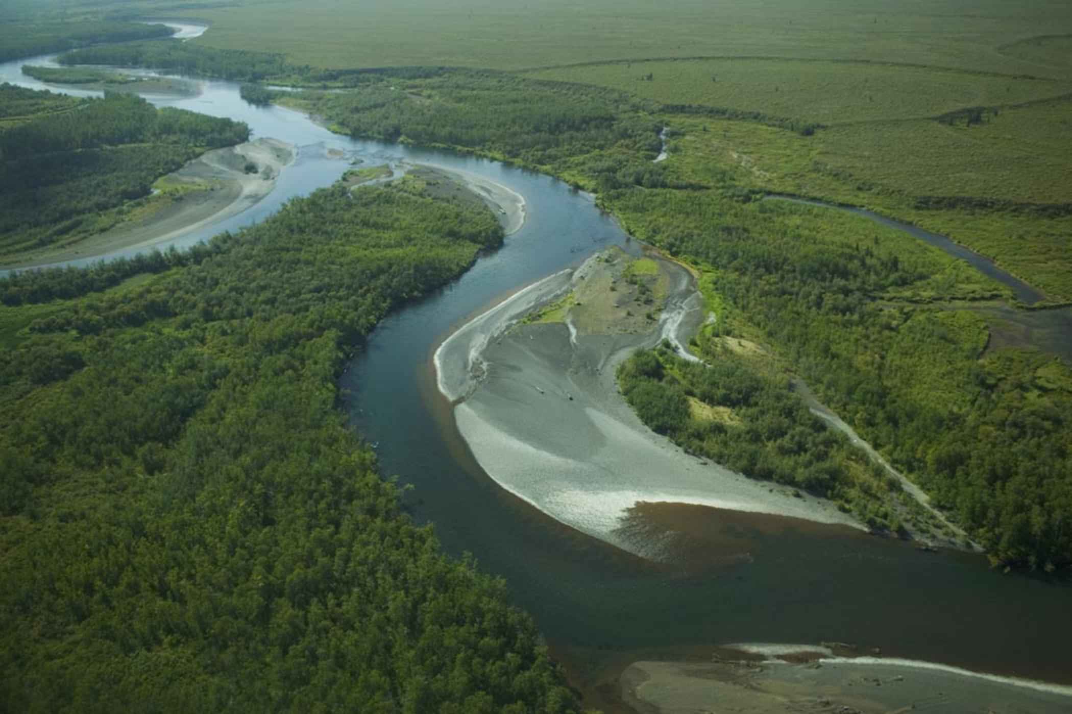 Meandering river aerial photography