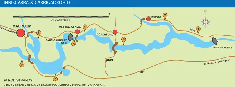 Lee Reservoirs (Inniscarra & Carrigadrohid) Fishing Map
