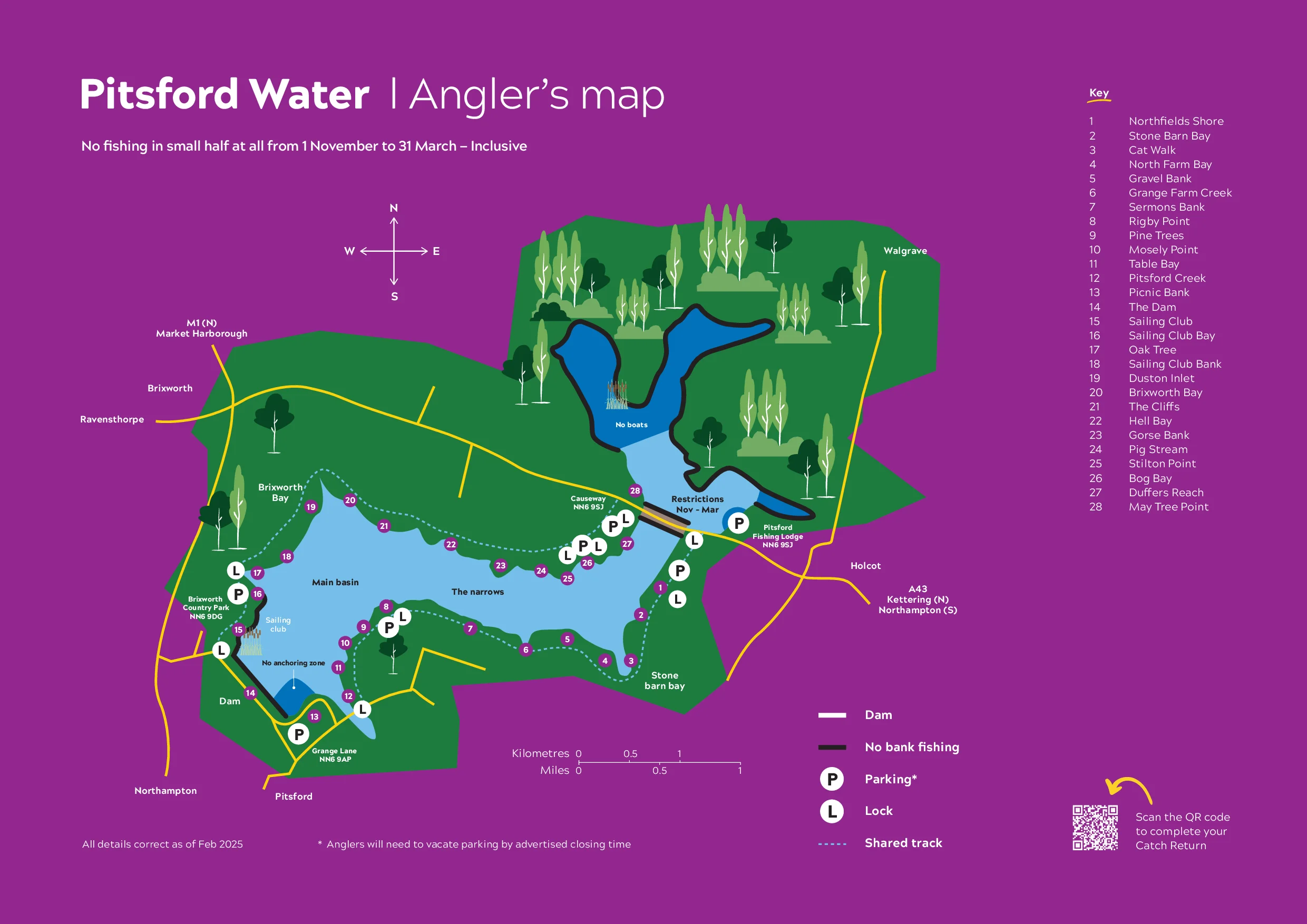 Pitsford Water Fishing Map